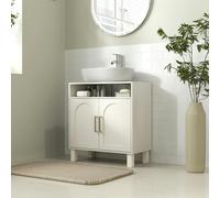 HOMCOM Under Sink Bathroom Cabinet for Basin without Pedestal, Cream White - Particleboard - Modern - Cream white