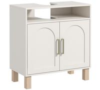 HOMCOM Under Sink Bathroom Cabinet for Basin without Pedestal, Cream White, Cream