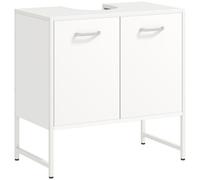 HOMCOM Under Sink Bathroom Cabinet, Freestanding Under Sink Cabinet with Soft-Close Doors and Adjustable Shelf for Basin without or with Pedestal White