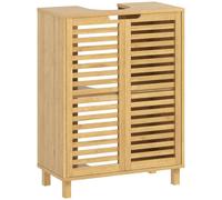 Homcom Under Sink Bathroom Cabinet, Bamboo Under Sink Cabinet, Natural Natural