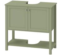 HOMCOM Under Sink Bathroom Cabinet with 2 Doors, Open Shelf, Green