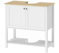 HOMCOM Under Sink Bathroom Cabinet with 2 Doors, Open Shelf, White