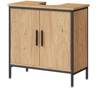 HOMCOM Under Sink Cabinet with Doors for Basin without or with Pedestal Oak in Light Oak HOMCOM Light Oak