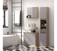Homcom Under Sink Storage Cabinet Adjustable Shelf 2 Doors Retro Cabinet In Grey Grey