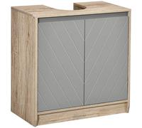 HOMCOM Under Sink Storage Cabinet Adjustable Shelf 2 Doors Retro Cabinet in Grey HOMCOM Grey