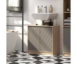 HOMCOM Under Sink Storage Cabinet Floor Standing Cupboard w/Adjustable Shelf Bat