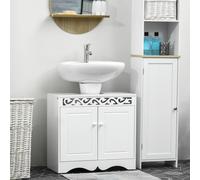 Homcom Under Sink Wooden Cabinet Storage Unit Cupboard Bathroom Double Door In White White
