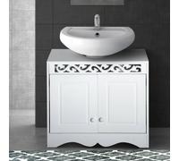 Homcom Under Sink Wooden Cabinet Storage Unit Cupboard Bathroom Double Door In White White One Size