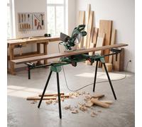 HOMCOM Universal Mitre Saw Stand with Adjustable Rollers and Support Arms, Portable Miter Saw Stand with Folding Legs, Heavy-Duty Height-Adjustable Pull-Out Work Piece Supports, Max Load 150kg, Green