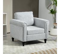 HOMCOM Upholstered Accent Chair for Living Room Vintage Armchair Rolled Arms in Light Grey HOMCOM Light Grey