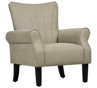 HOMCOM Upholstered Accent Chair with High Back, Rolled Arms and Wood Legs, Soft Thick Padded Armchair, Beige