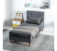 HOMCOM Upholstered Bed Frame w/ Wooden Slat No Box Spring Needed in Grey | Size: King HOMCOM Grey King