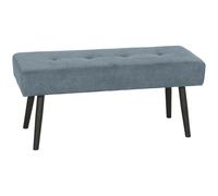 HOMCOM Upholstered Bedroom Entryway Bench, Modern Corduroy Tufted End of Bed Bench with Padded Seat and Steel Legs, Blue