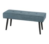 HOMCOM Upholstered Bedroom Entryway Bench, Modern Corduroy Tufted End of Bed Bench with Padded Seat and Steel Legs, Blue