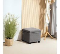 Upholstered Corduroy Ottoman Storage Box with Removable Lid, Footrest HOMCOM Grey One Size