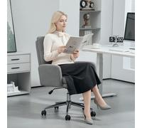 HOMCOM Upholstered Desk Chair with Height Adjustable, Pink - Grey