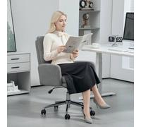 Homcom Upholstered Desk Chair With Height Adjustable, Grey Grey One Size