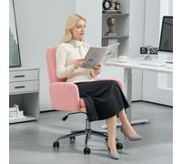 HOMCOM Upholstered Desk Chair with Height Adjustable, Pink HOMCOM Pink