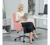 HOMCOM Upholstered Desk Chair with Height Adjustable, Pink