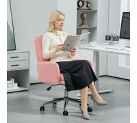 HOMCOM Upholstered Desk Chair with Height Adjustable, Pink