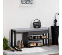 HOMCOM Shoe Bench with 3 Open Shelves & Seating Cushion for Entryway in Grey HOMCOM Grey