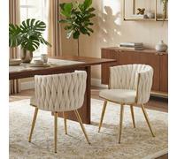 Homcom Upholstered Kitchen Chairs Set Of 2 With Wrap-Around Backrest, Cream