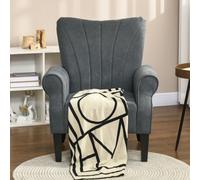Homcom Upholstered Modern Accent Chair, Armchair With Wood Legs, Grey