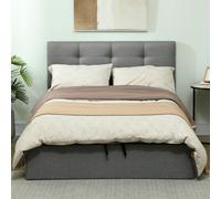 HOMCOM Ottoman Bed with Gas Lift Up Storage, Upholstered Bed Frame, Grey | Size: Double HOMCOM Grey Double