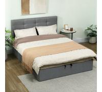 Homcom Upholstered Ottoman Bed, 5Ft King Storage Bed Frame, Grey