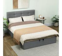 HOMCOM Upholstered Ottoman Bed, 5ft King Storage Bed Frame, Grey
