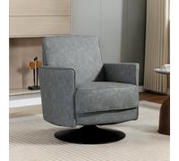 HOMCOM Upholstered PU Leather Swivel Accent Armchair for Living Room, Grey