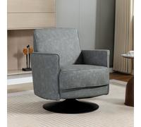 HOMCOM Upholstered PU Leather Swivel Accent Armchair for Living Room, Grey
