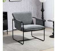 HOMCOM Upholstered Reading Chair with Side Pockets and Steel Frame, Grey