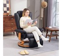 HOMCOM PU Leather Reclining Armchair with Footrest for Living Room, Black, Black