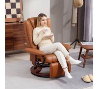 HOMCOM PU Leather Reclining Armchair with Footrest for Living Room, Brown, Brown