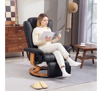 HOMCOM PU Leather Reclining Armchair with Footrest for Living Room, Black, Black