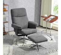 Homcom Upholstered Recliner Chair With Footstool With Adjustable Back In Dark Grey Dark Grey One Size