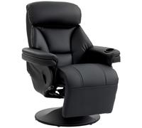 HOMCOM Upholstered Reclining Armchair, Manual Recliner Chair with Footrest and Adjustable Backrest, Black