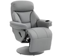 HOMCOM Upholstered Reclining Armchair, Manual Recliner Chair with Footrest and Adjustable Backrest, Grey