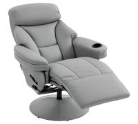(Grey) HOMCOM Upholstered Reclining Armchair with Adjustable Backrest