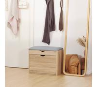 Homcom Upholstered Shoe Storage Bench With Flip-Up Cabinet, Hidden Space In Natural Natural One Size