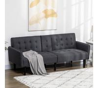Homcom Upholstered Sofa Bed 3 Seater Home Theater With Storage Grey