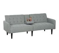 Upholstered Sofa bed 3 Seater Home Theater with Storage HOMCOM Light Grey One Size