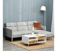 Homcom Upholstered Sofa Bed Reversible Sectional Sofa Set Sleeper In Light Grey Light Grey One Size