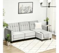 HOMCOM L Shape Sofa Bed Set with 3-Seater Sofa and Footstool, Corner Sofa Bed with Ottoman, Light Grey