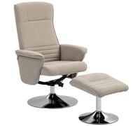 HOMCOM Upholstered Swivel Recliner Armchair with Ottoman, Beige HOMCOM Beige Armchair