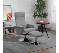 Homcom Upholstered Swivel Recliner Armchair With Ottoman, Grey