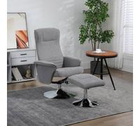 HOMCOM Upholstered Swivel Recliner Armchair with Ottoman, Grey