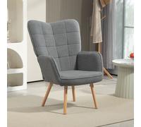 HOMCOM Upholstered Tufted Wingback Armchair with Seat Padding, Dark Grey | Size: Small HOMCOM Dark Grey Small