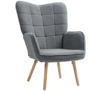 Upholstered Tufted Wingback Armchair with Seat Padding, Dark Grey HOMCOM Dark Grey Small